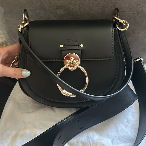 CHLOE SMALL TESS BAG IN SHINY & SUEDE LEATHER - Picture 2 of 15